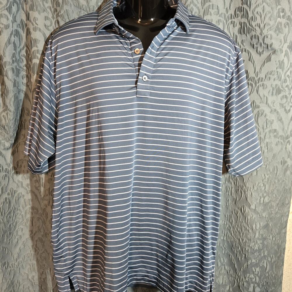 FootJoy FJ ProDry Golf Polo Shirt XL Blue White Striped Performance Athletic